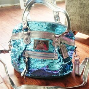 Authentic Coach Poppy  Sequin Bag in Blue